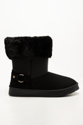 Fur Trim Comfy Boots Black (1)