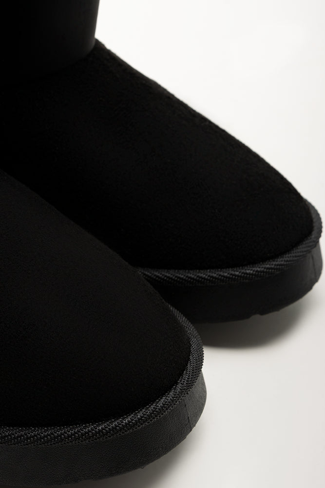 Fur Trim Comfy Boots Black (2)