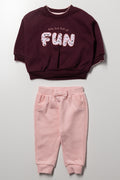 Tracksuit Set Burgundy & Peach