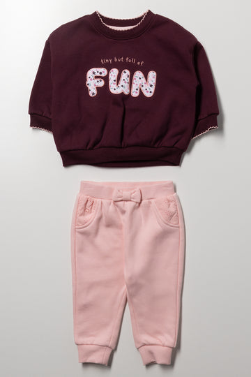 Tracksuit Set Burgundy & Peach