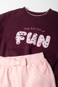 Tracksuit Set Burgundy & Peach (1)