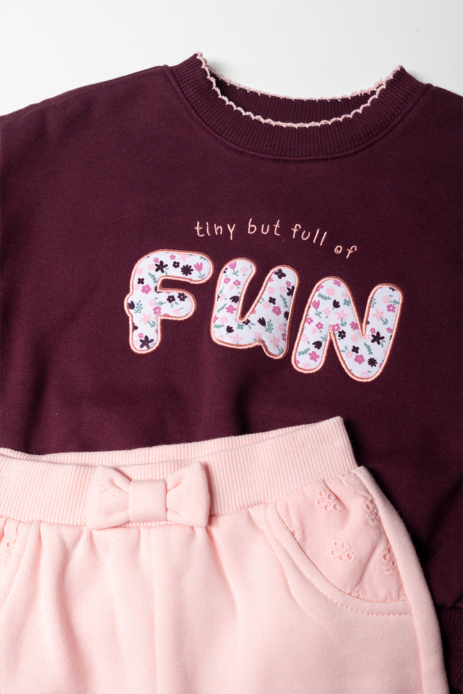 Tracksuit Set Burgundy & Peach (1)