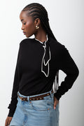 Long Sleeve Turtleneck Tie Top Black (1)
