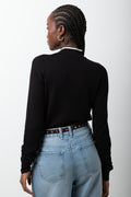 Long Sleeve Turtleneck Tie Top Black (2)