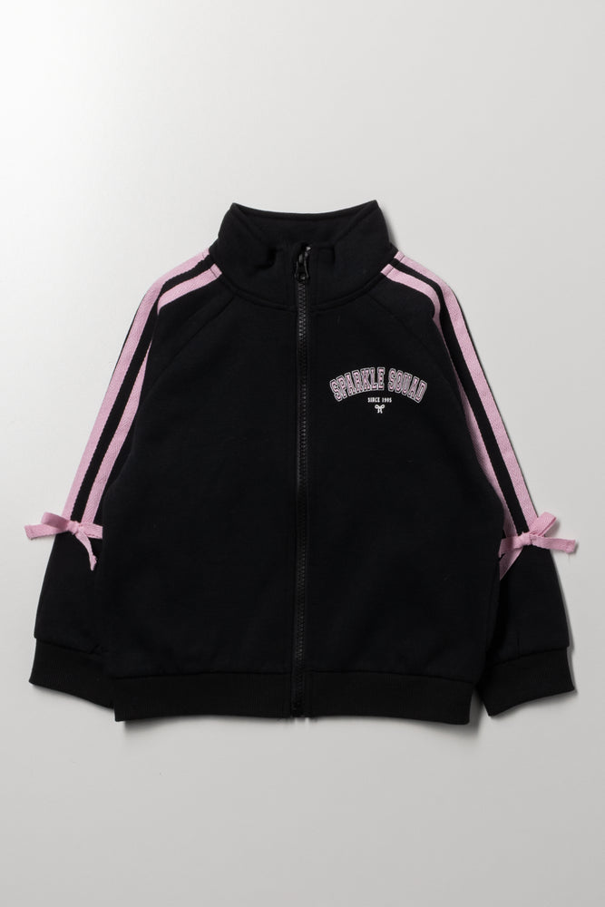 Funnel Neck Zip Through Tracktop Black