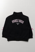 Funnel Neck Zip Through Tracktop Black (2)