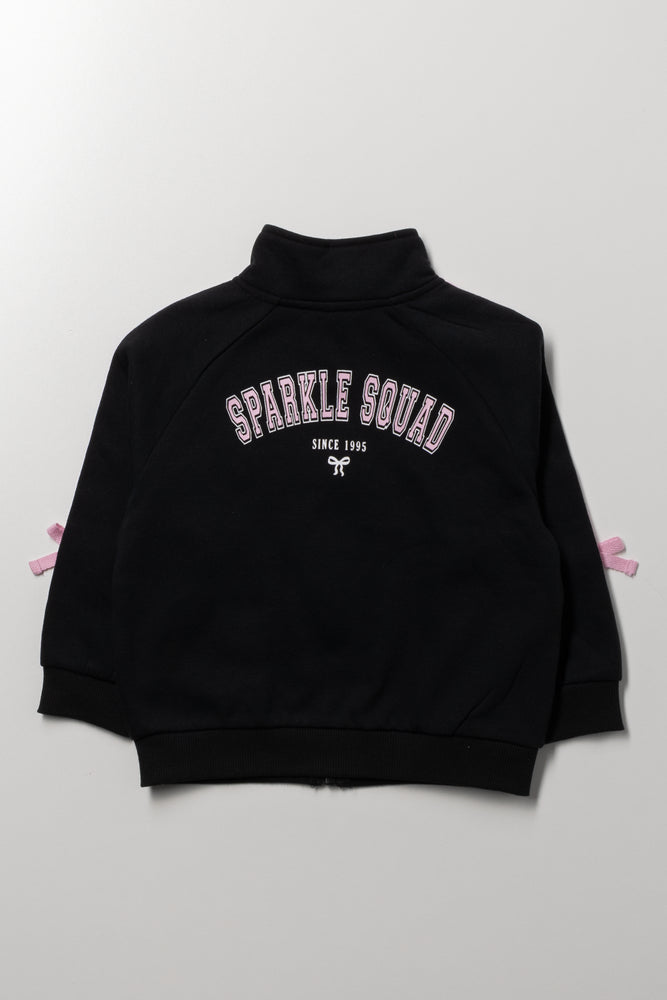Funnel Neck Zip Through Tracktop Black | Tops & T-Shirts | Ackermans