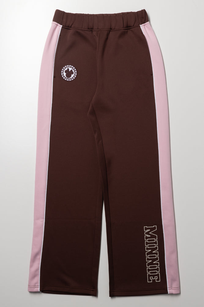 Minnie Mouse Piping Wide Leg Trackpants Brown