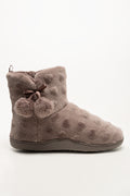 Heart Plush Boot Slippers Brown (1)