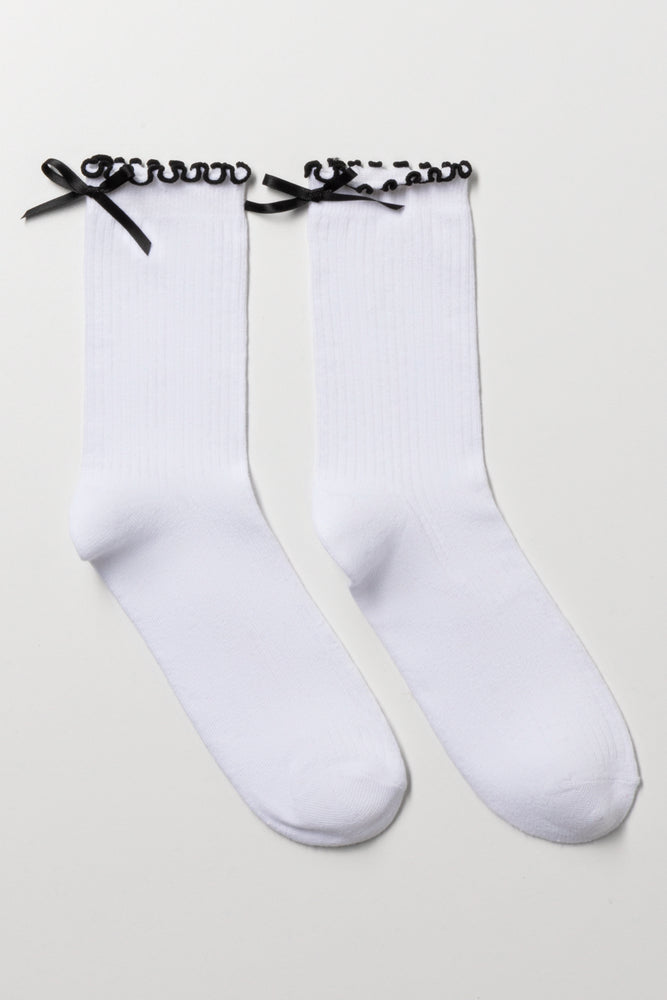 Bow Socks White