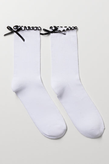 Bow Socks White