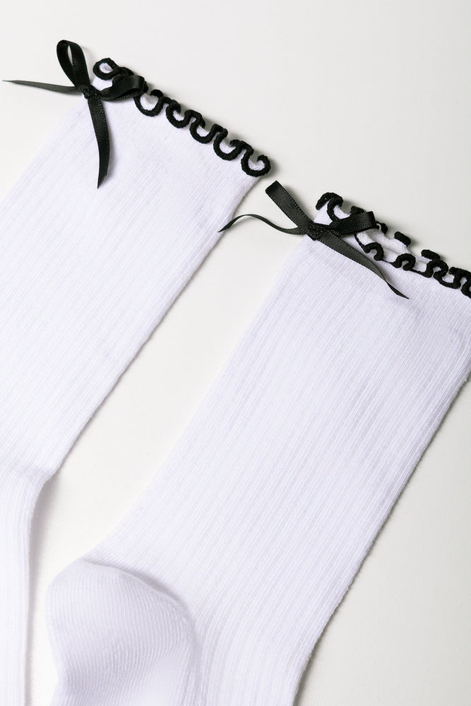 Bow Socks White (1)