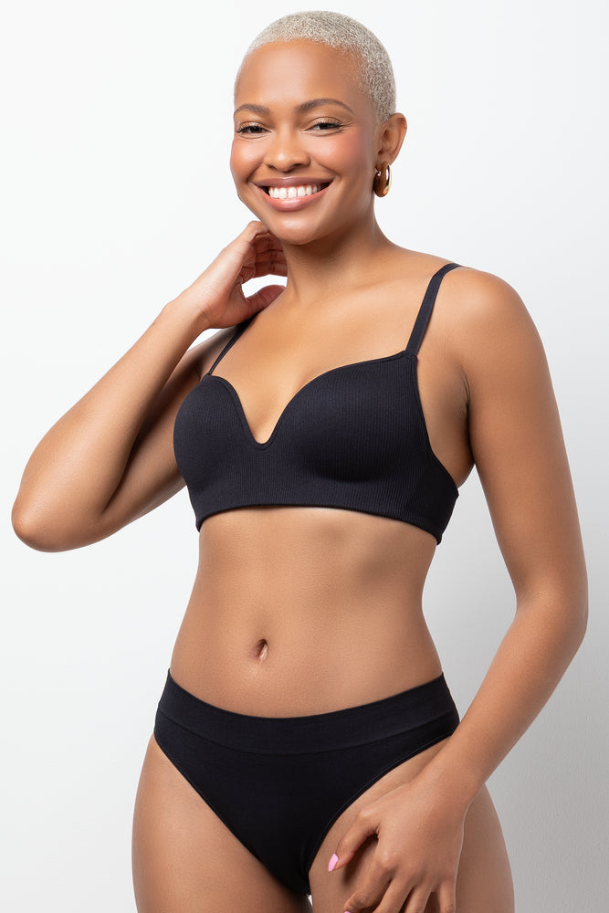 Seam Free Plunge Bralette Black