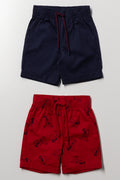 2 Pack Shorts Navy And Red