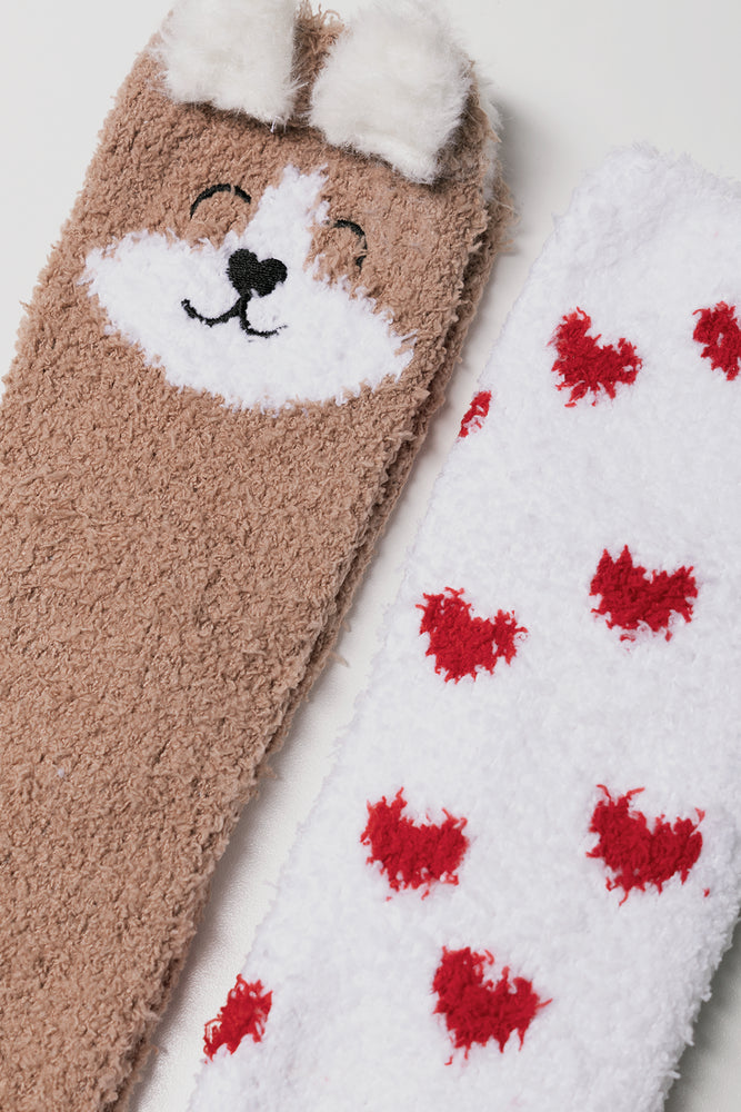 2 Pack Chunky Socks Natural And White (1)