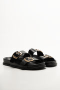 Double Buckle Sandals Black