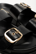 Double Buckle Sandals Black (2)