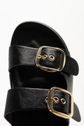 Double Buckle Sandals Black (4)