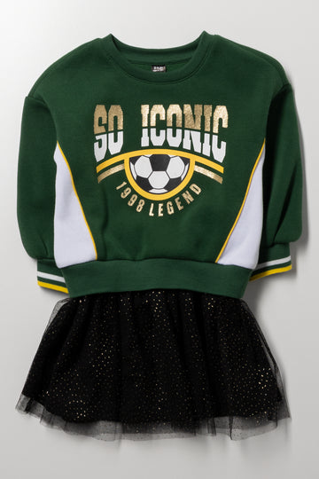So Iconic Soccer Long Sleeve Tutu Dress