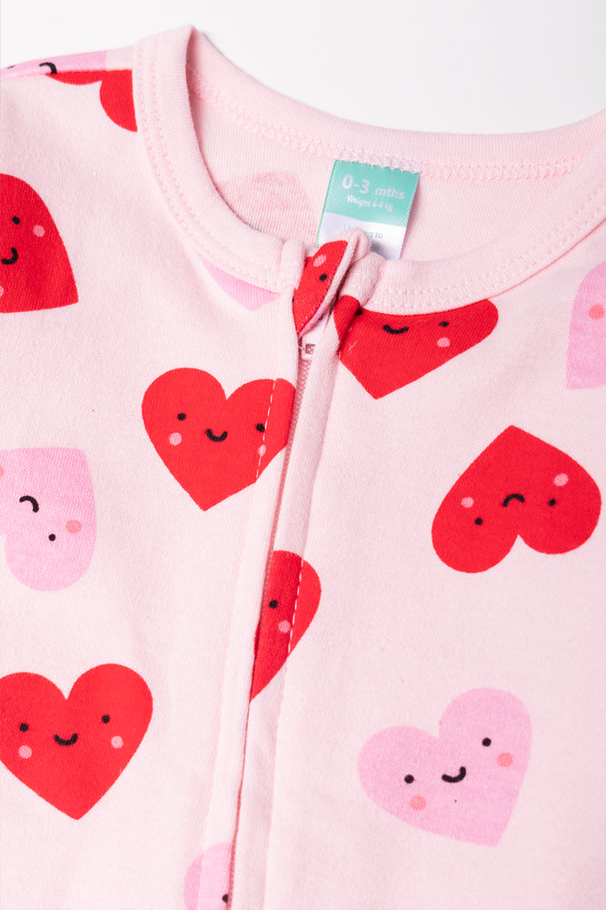 Hearts Babygrow Pink