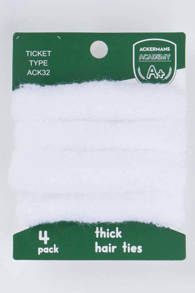 4 Pack Thick Knit Hair Rings White