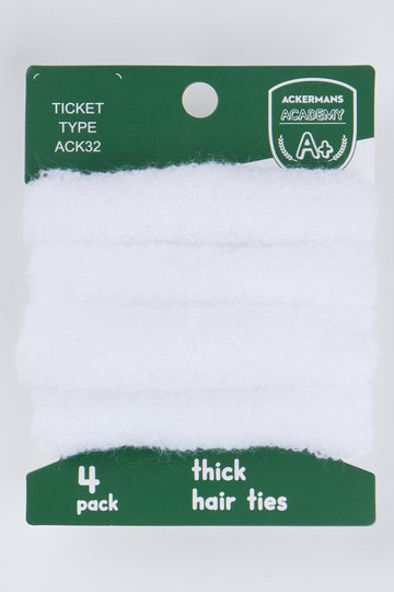 4 Pack Thick Knit Hair Rings White