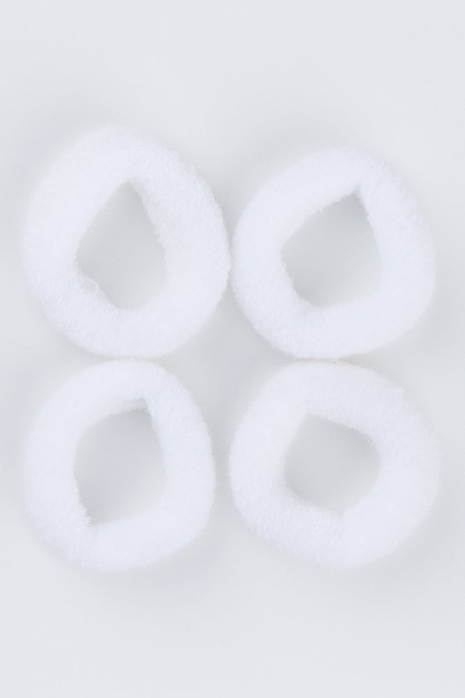 4 Pack Thick Knit Hair Rings White (1)