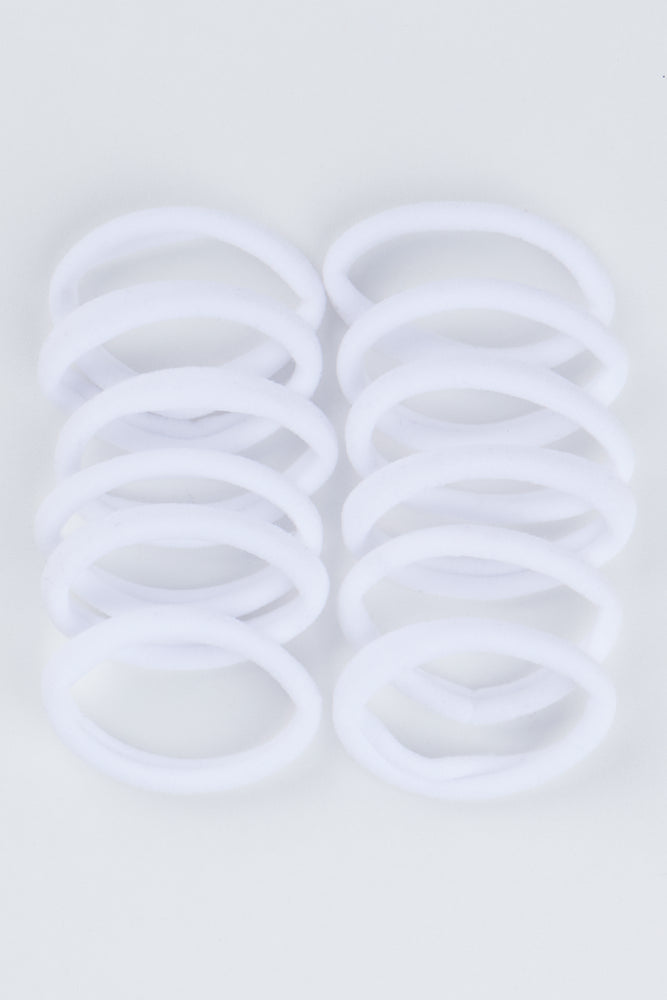 12 Pack Medium Hair Rings White (1)