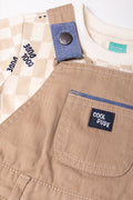 Relaxed Dungaree Set Tan (1)