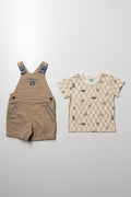 Relaxed Dungaree Set Tan (2)