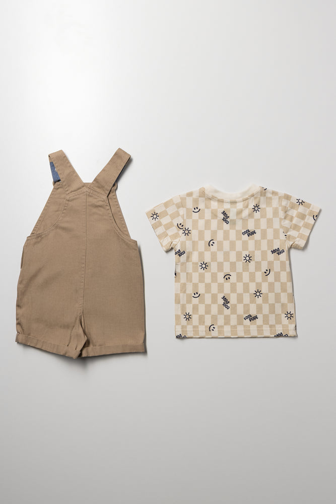 Relaxed Dungaree Set Tan (3)