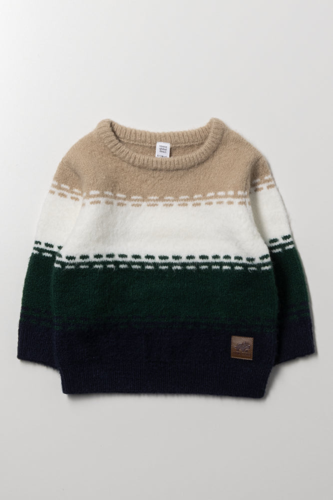 Stripe Crew Neck Jersey Green