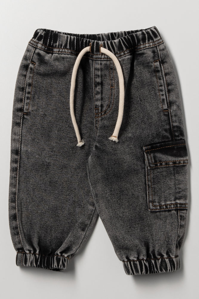 Cargo Denim Jeans Grey