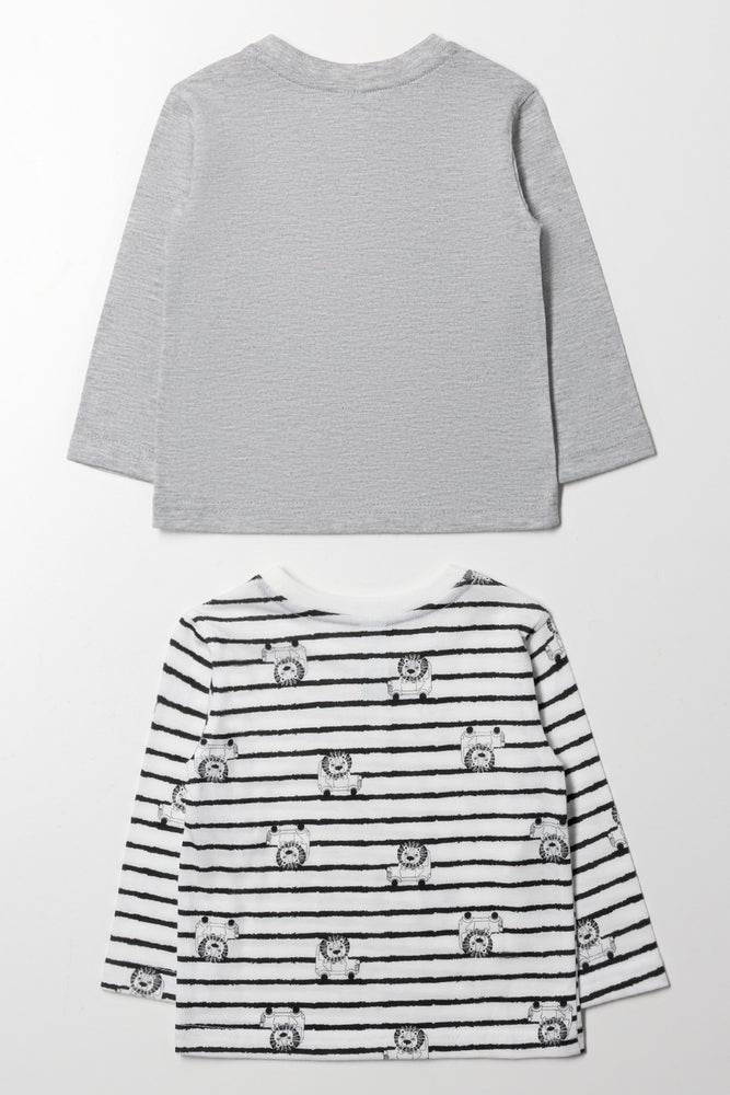 2 Pack Long Sleeve T-Shirts Grey And White (3)