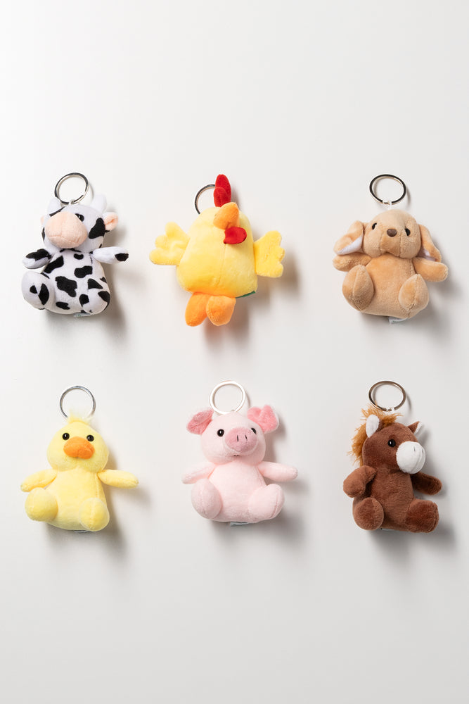 Farm Animals Plush Keyring Assorted