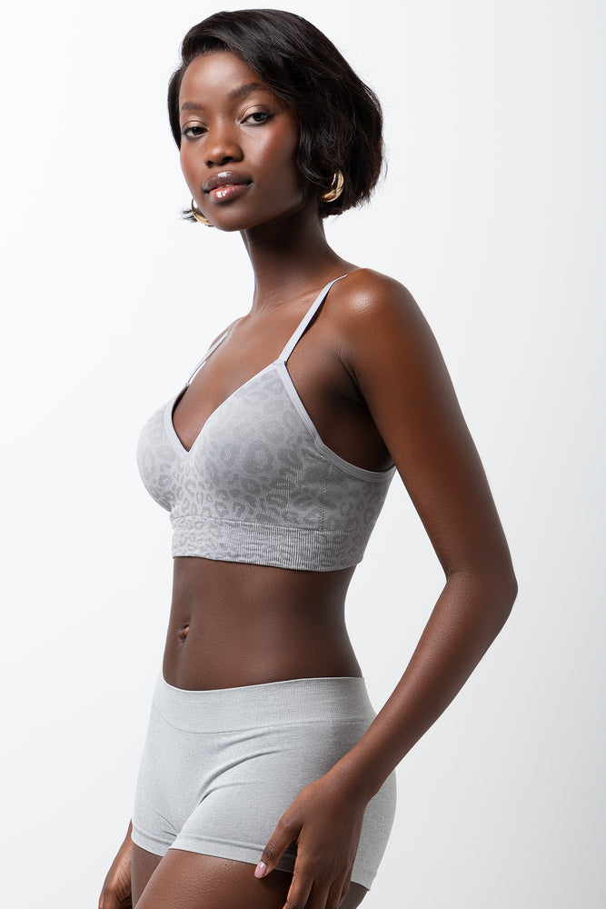 Animal Print Seamfree Bralette Grey (1)