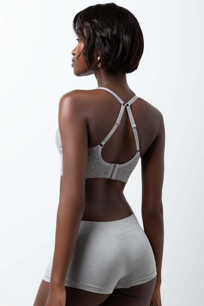 Animal Print Seamfree Bralette Grey (2)
