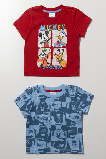 2 Pack Short Sleeve T-Shirts Red And Blue