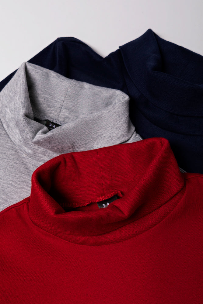 3 Pack Polonecks Navy, Grey And Red (1)