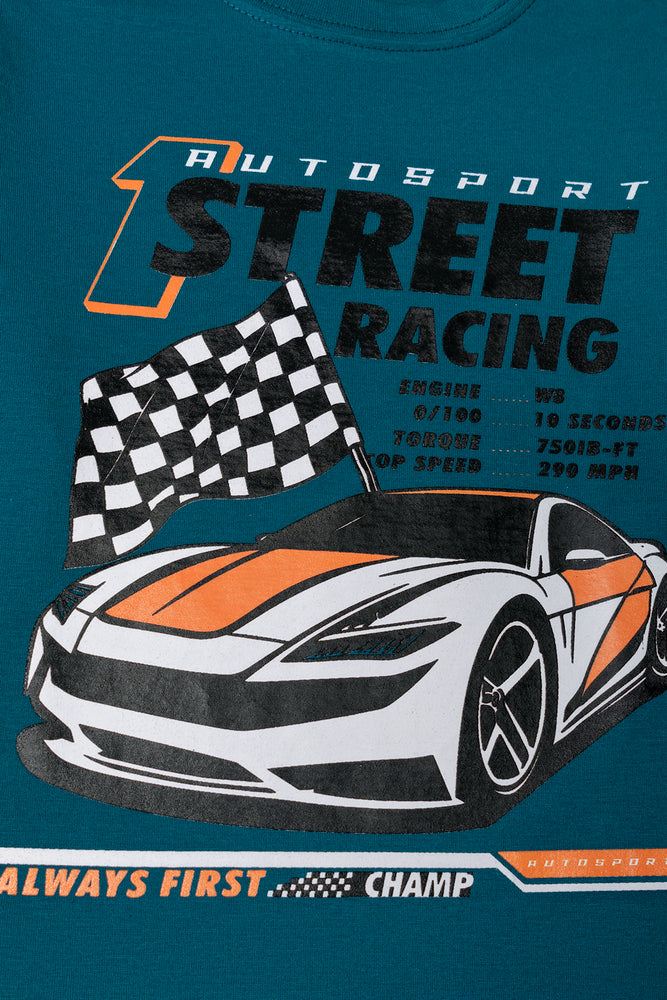 2 Pack Racing Long Sleeve T-Shirts Teal And Grey