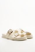 Double Buckle Sandals Cream
