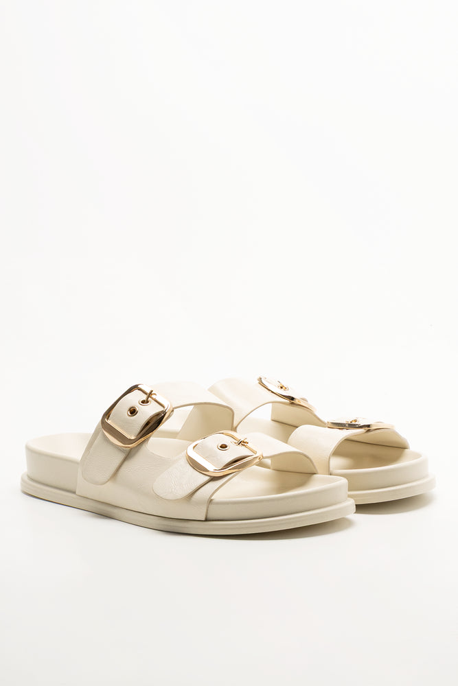Double Buckle Sandals Cream