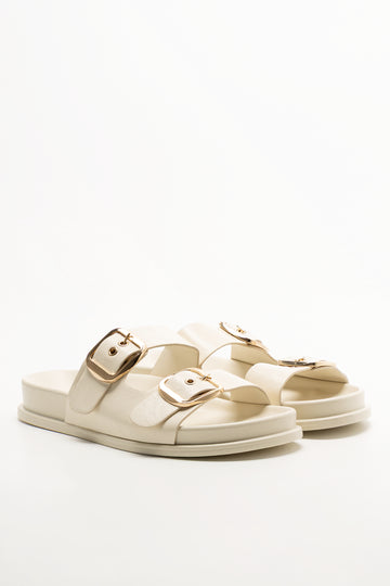 Double Buckle Sandals Cream