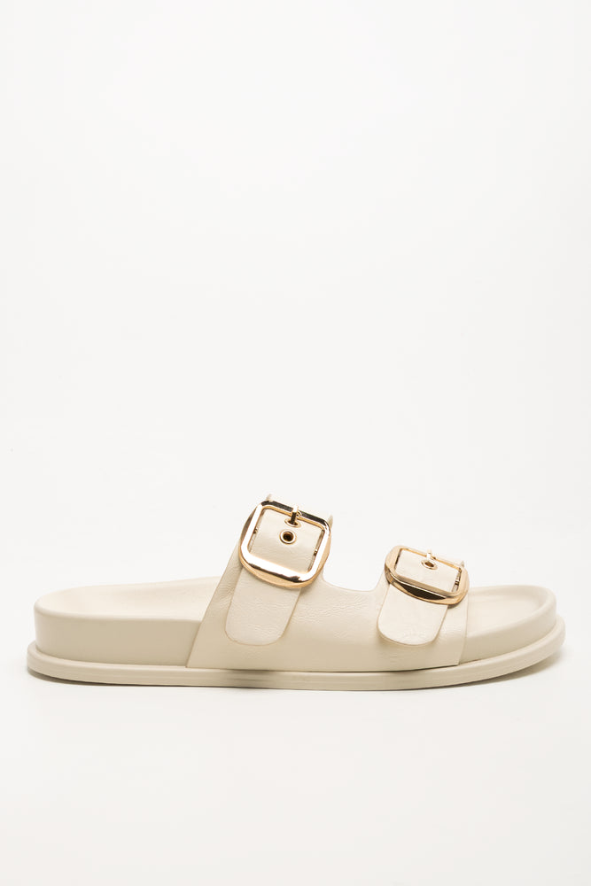 Double Buckle Sandals Cream (1)
