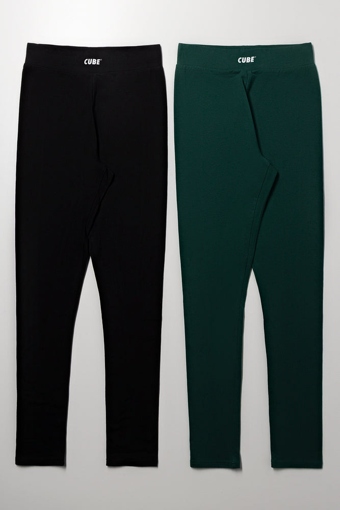 2 Pack Leggings Green And Black