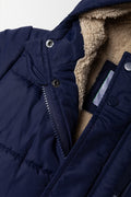 Hooded Textured Parka Jacket Navy And Green (1)