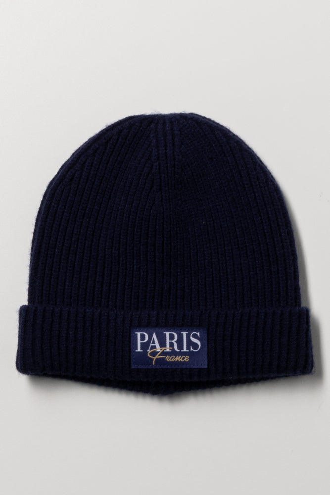 Paris Printed Beanie Navy