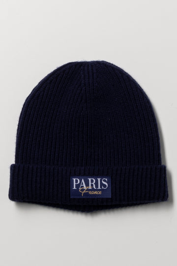 Paris Printed Beanie Navy