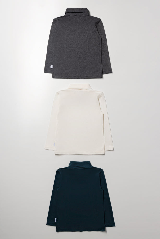 3 Pack Polonecks Charcoal, Cream, & Teal (2)
