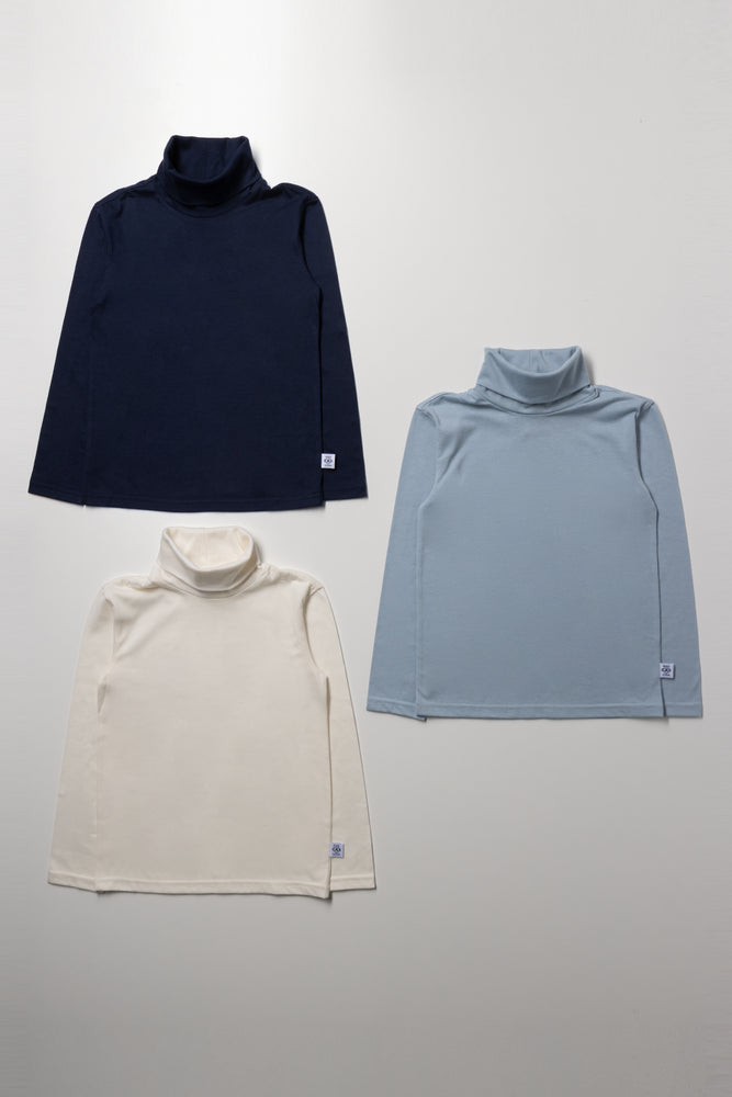 3 Pack Polonecks Navy, White & Blue